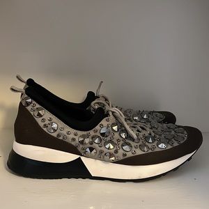 DUNE London Crystal Sneakers- embellished lace-up sneakers hardly worn.